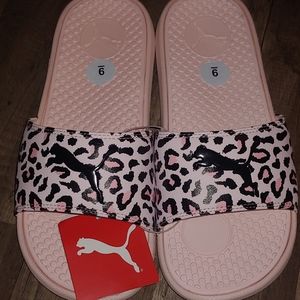Leopard Puma slides for womens size 9